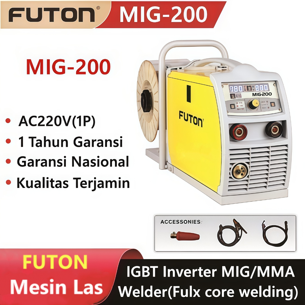FUTON MIG-200 MIG MAG 200A Mesin Trafo Travo Las Tanpa Gas CO2 Welding Machine