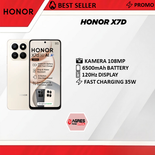 HONOR X7d RAM 8GB/256GB HP Original Garansi Resmi Kamera 108MP Baterai 6500mAh Layar 120Hz NFC