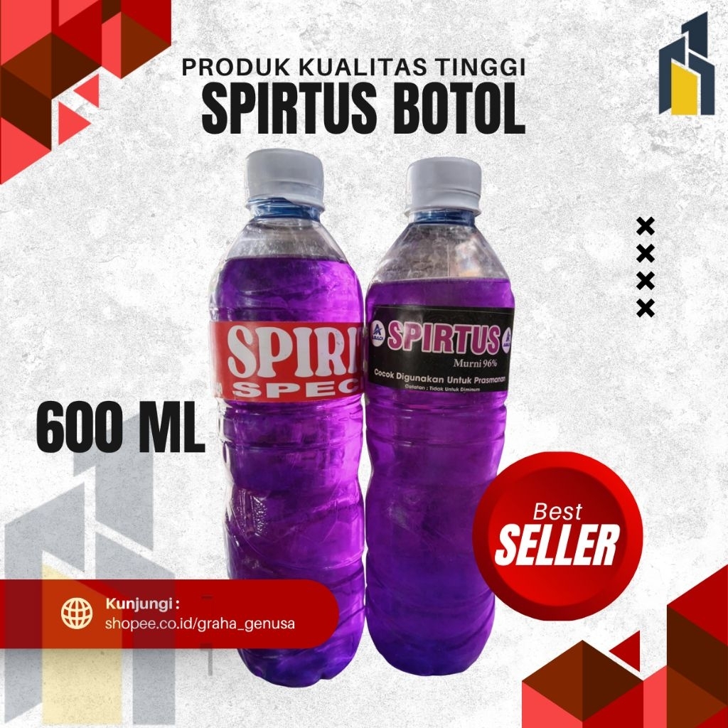 Spirtus Botol Murni 600ml - Bahan Bakar Pemanas Prasmanan & Praktikum, dan Mercon spirtus (Kualitas 