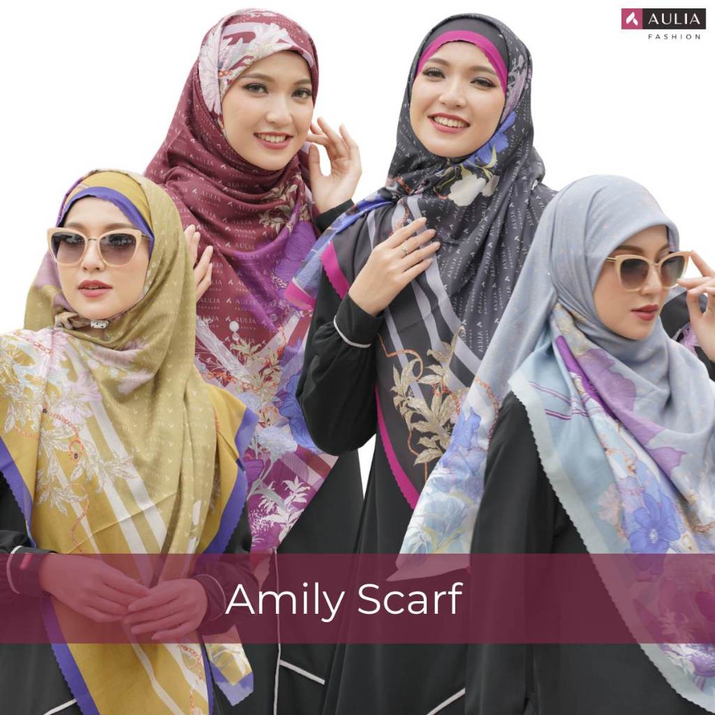 Aulia Fashion Scarf Hijab Segi Empat Voal Motif Floral Eksklusif Series Tampil Elegan & Berkelas Set