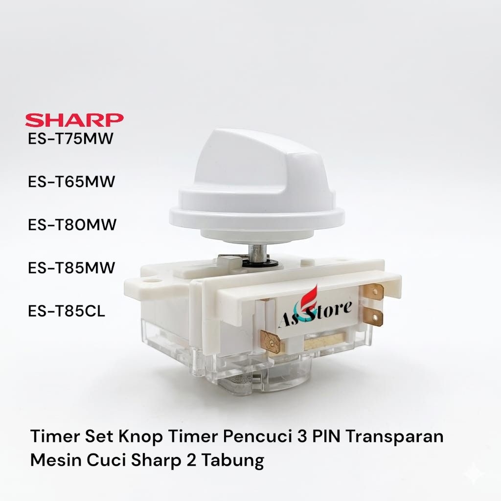 Timer Wash 3 PIN Transparan SET KNOP Mesin cuci Sharp ES-T75MW ES-T65MW ES-T80MW ES-T85MW ES-T85CL