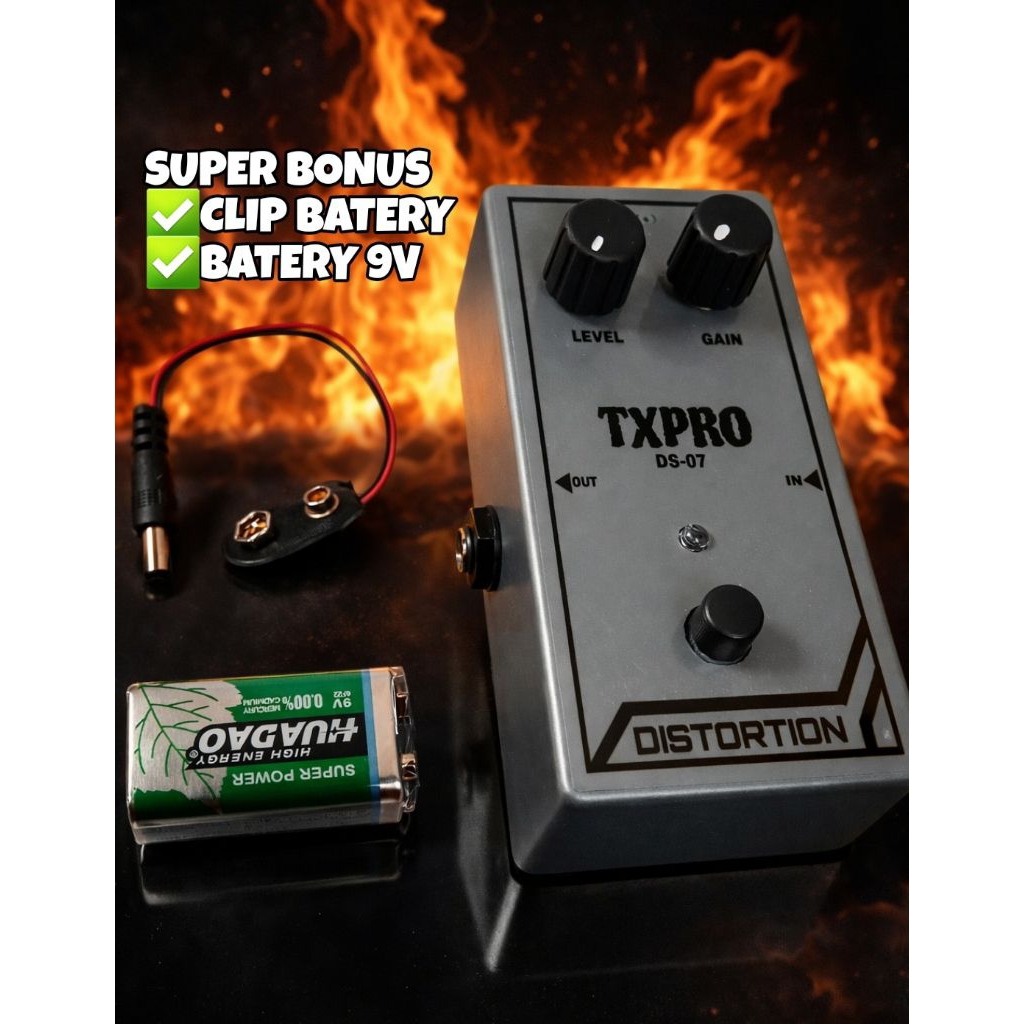 PROMO efek gitar Distorsi TXPRO suara super gahar metal bonus clip batre dan batrey 9v