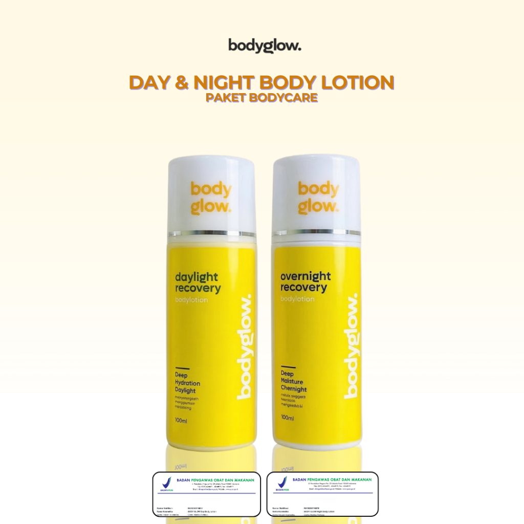 Body Glow Paket Siang + Malam Lotion Super Dosting 100ml Merawat Kulit - BPOM