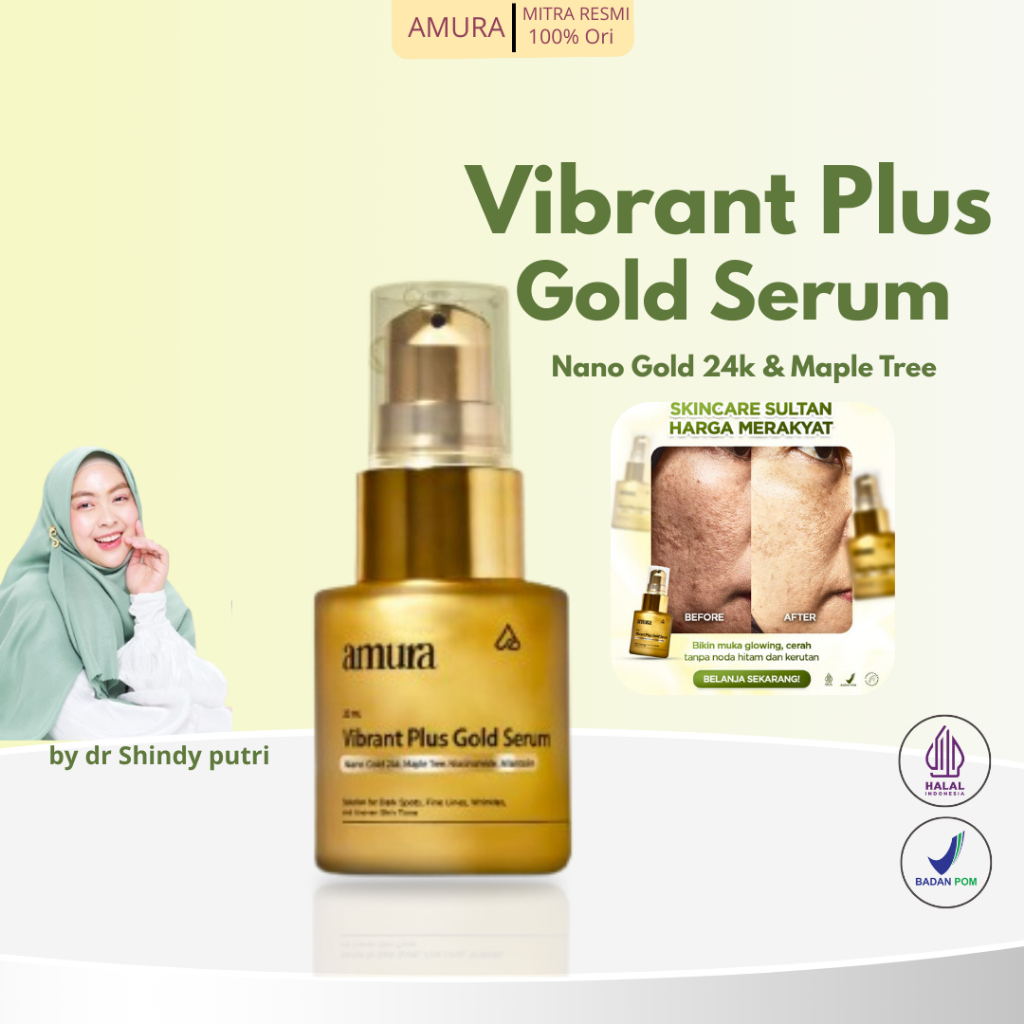 Serum Wajah Amura Vibrant Gold Serum Anti-Penuaan dengan Nano Gold 24K