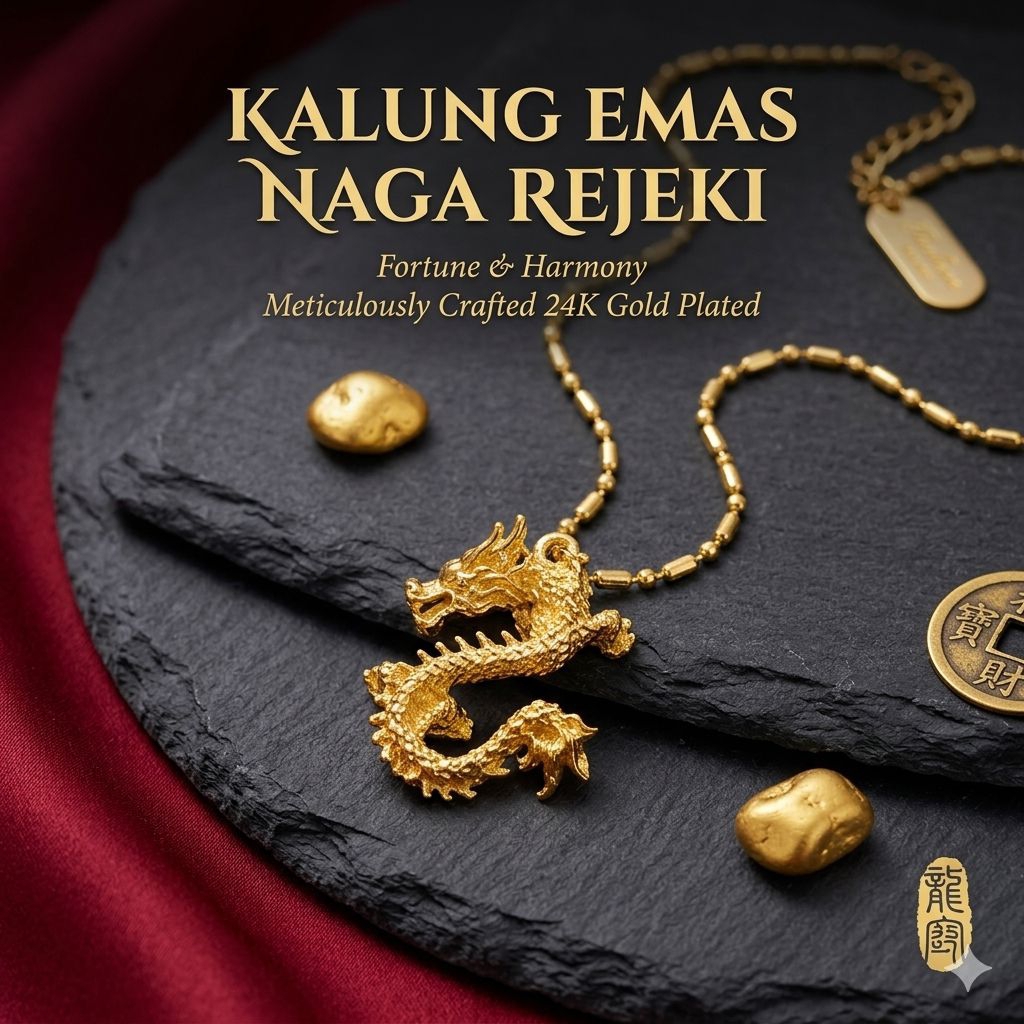 kalung titanium Naga Emas