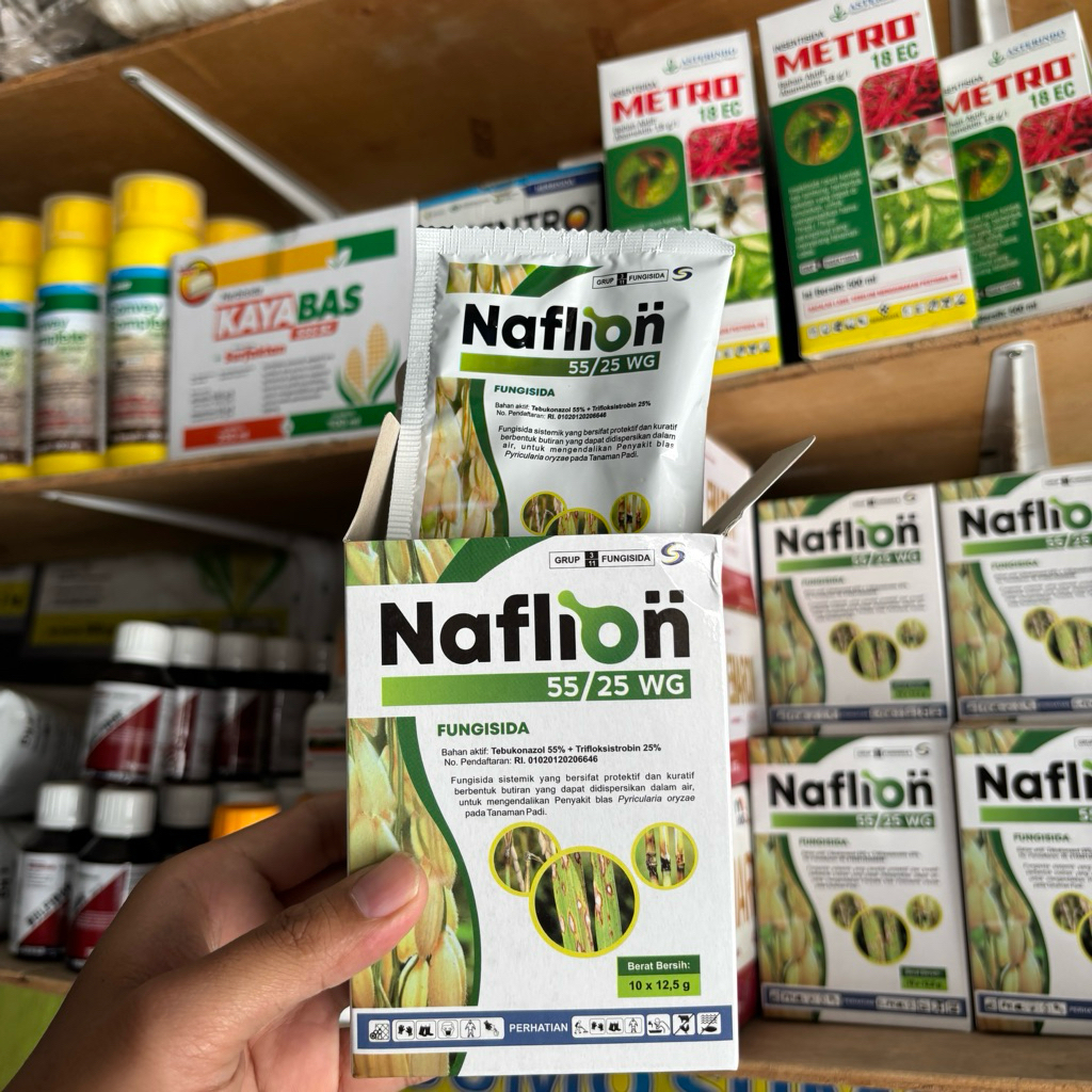 Naflion 12,5 Gram Fungisida Padi Ampuh Atasi Patah Leher Blast Tebuconazole Trifloxystrobin