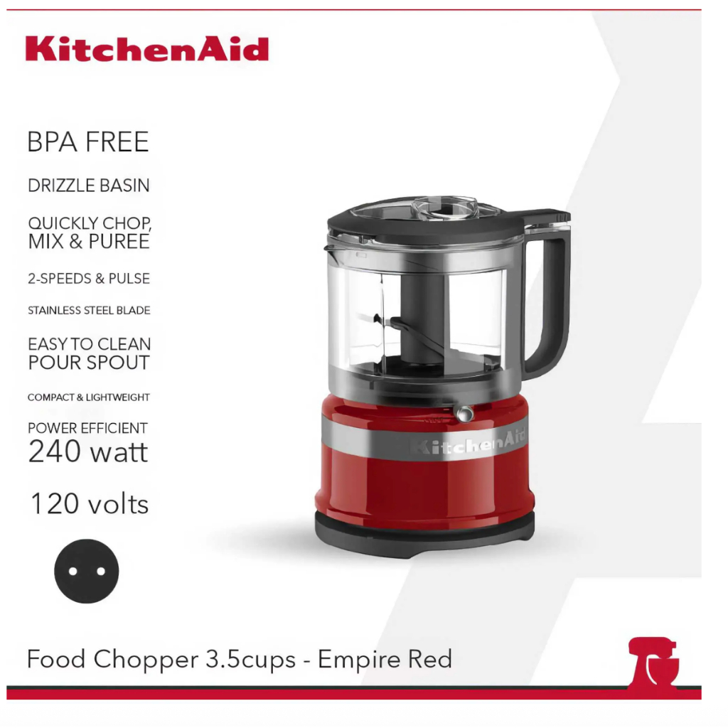 KitchenAid 3.5 Cup Chopper / Mini Food Processor – Empire Red : 5KFC3516EER