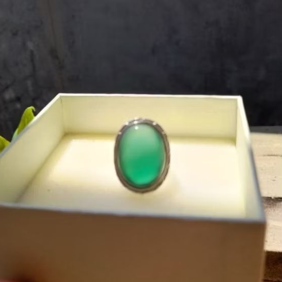 BATU AKIK ASLI TOPAZ HIJAU TITANIUM RING 8