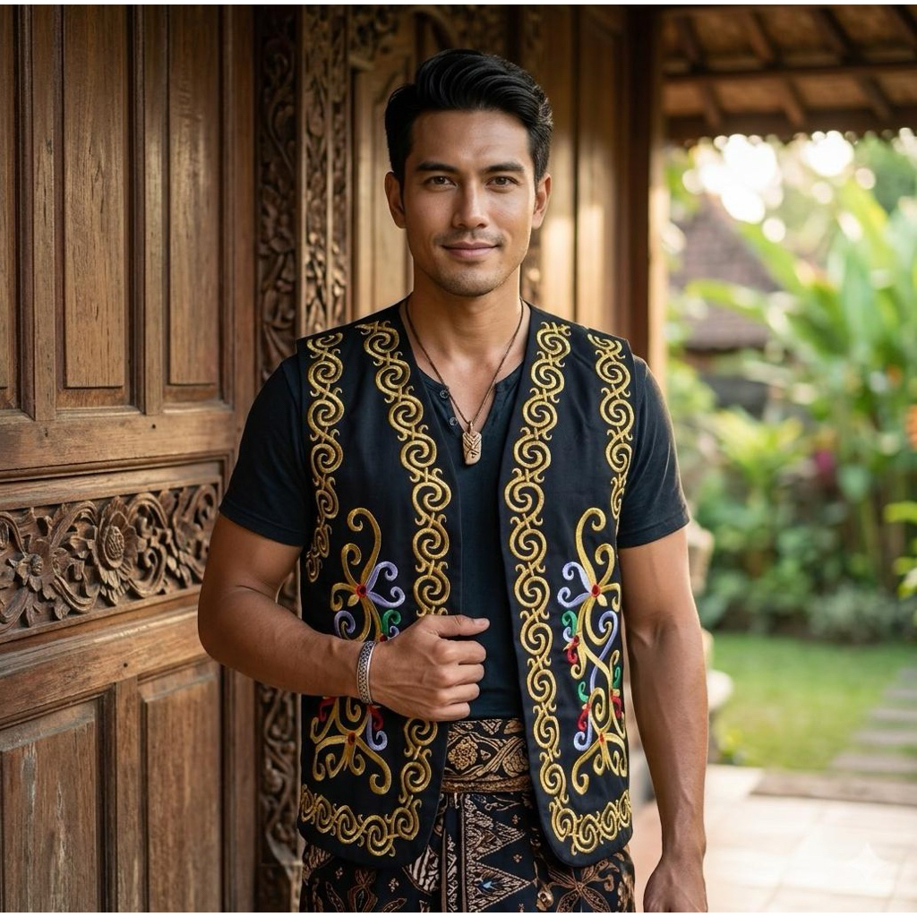 rompi bordir motif dayak