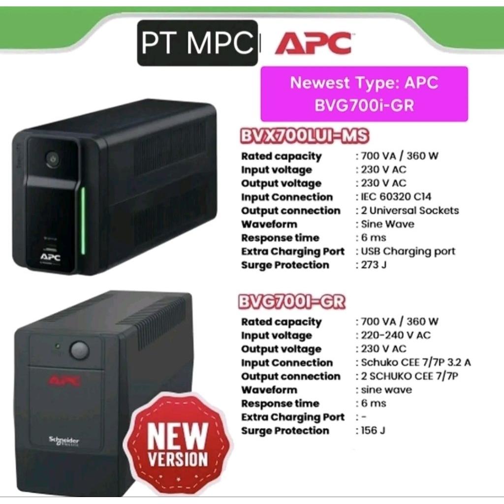 APC UPS BVG700I-GR Easy UPS 700VA 360W