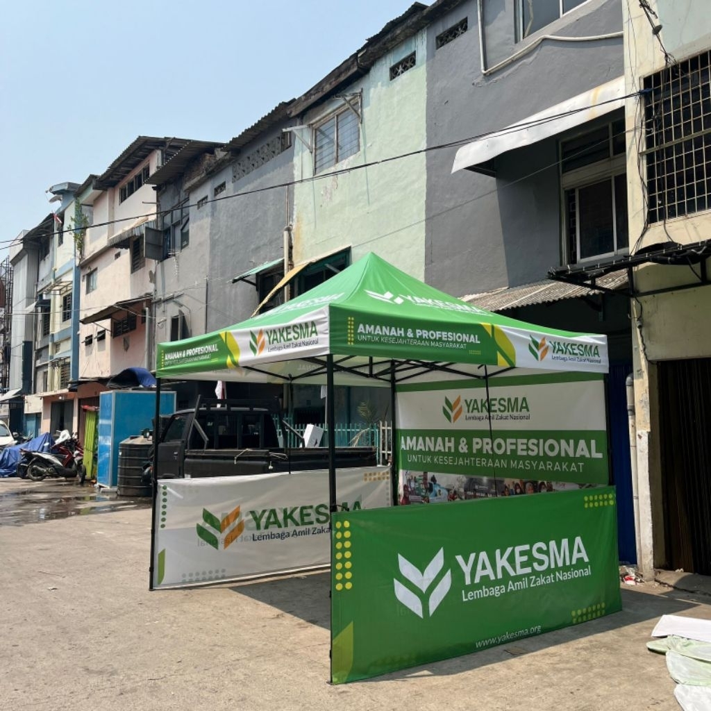Tenda lipat 3x3 printing + dinding 3 sisi