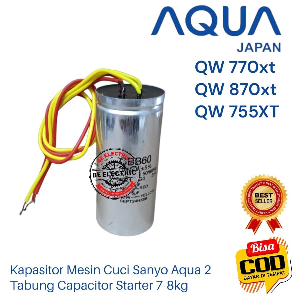 Kapasitor starter 7Kg Mesin Cuci Aqua Japan 2 Tabung Qw755xt Qw770xt Qw870xt Aqua 2 Tabung Al