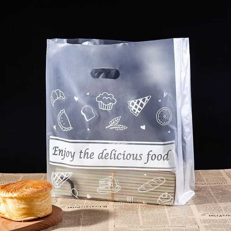 5 Pcs- Plastik take away tenteng dessert baking kue motif lucu /Plastik kresek lucu packaging