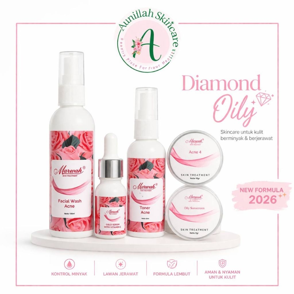 Marwah Skincare Paket Diamond Oily Cream wajah beruntus - FREE GIFT