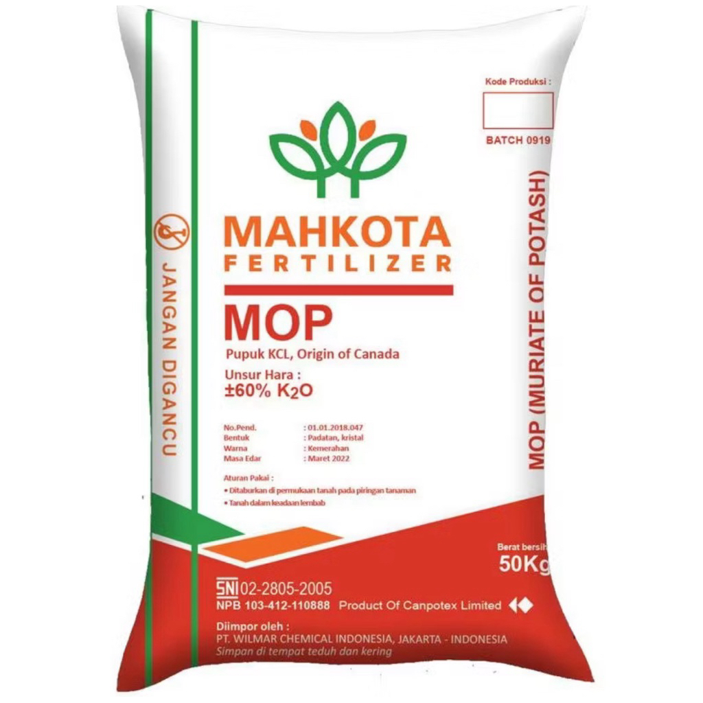 50 Kg Pupuk KCL MOP Makota Kalium Oksida 60% K2O