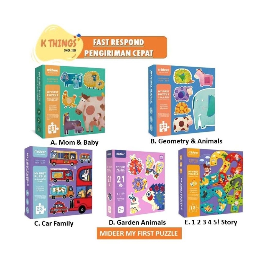 MIDEER My First Puzzle Mainan Edukasi Anak 2+ 2tahun+ Kado Balita - Cute Dinosaur 12345 Story