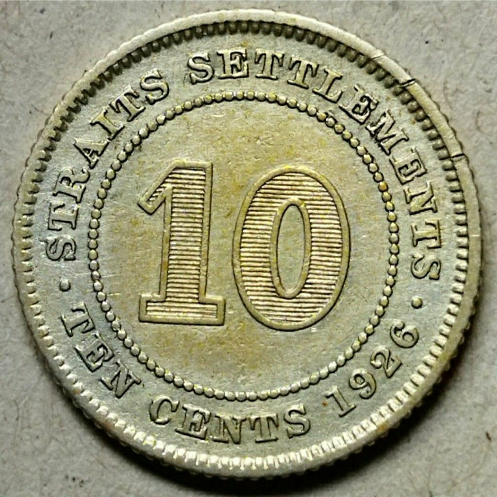 Koin perak straits settlements 10 cents 1926