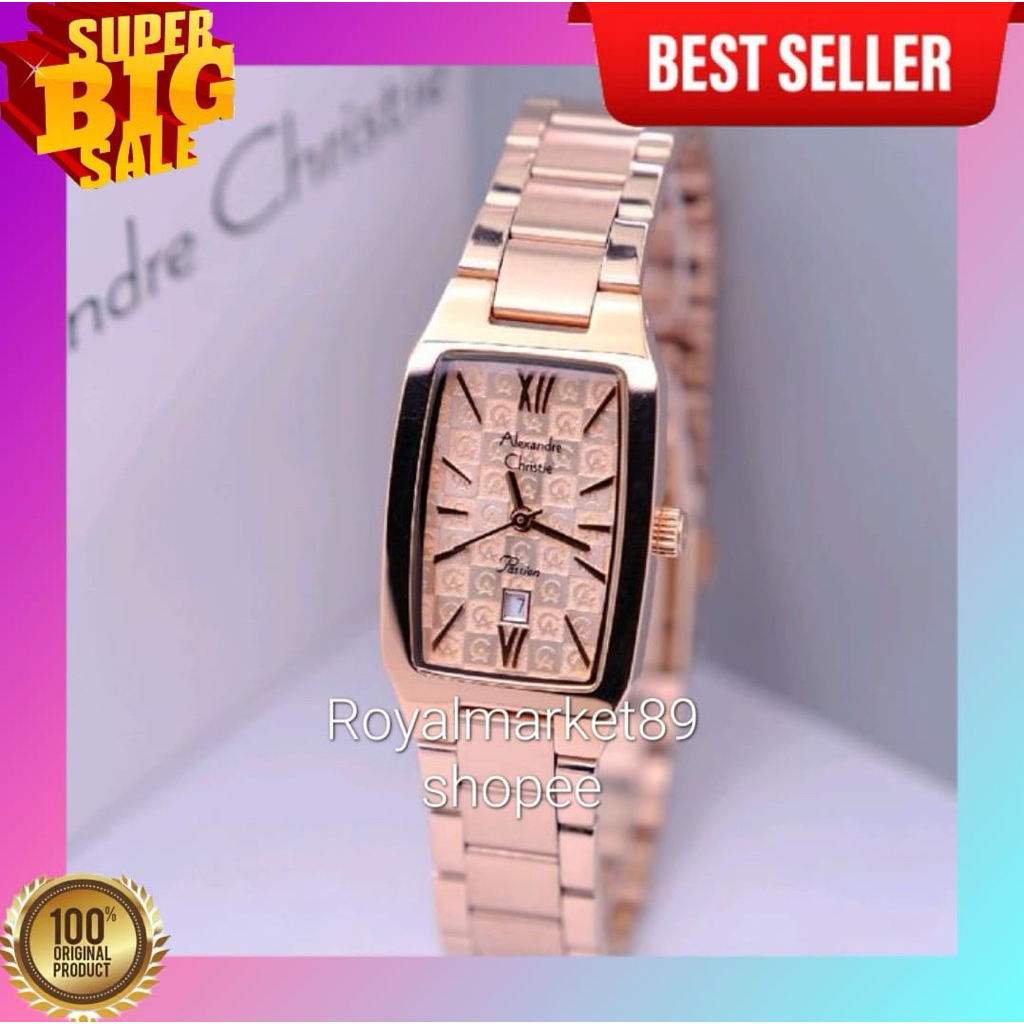 [ADA VARIAN WARNA LAIN] ORIGINAL GARANSI RESMI 1 TAHUN JAM TANGAN WANITA ALEXANDRE CHRISTIE MOTIF CE