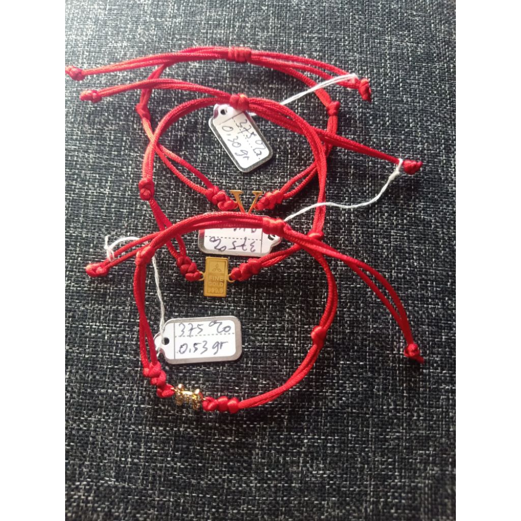 Gelang tali charm emas muda kadar 8 k/ 375 %