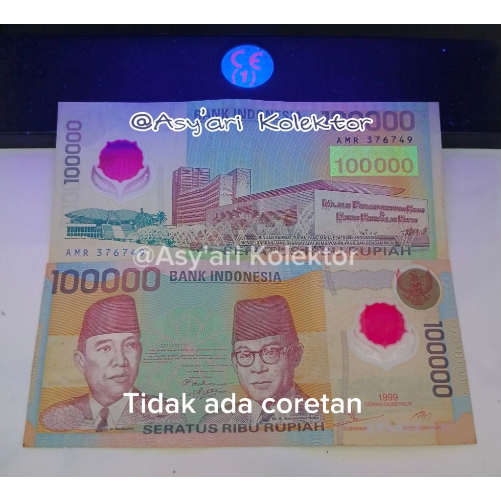 Uang Lama 100.000 Polimer Mawar Asli tahun 1999