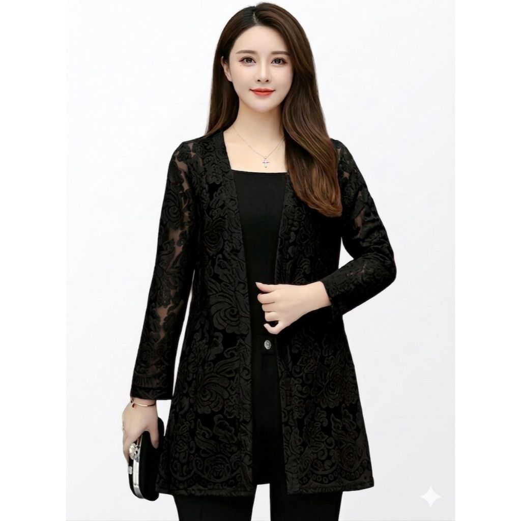 Rose‎ outer‎ cardigan‎ panjang brokat‎ /‎ outer‎ brokat‎ /‎ outer‎ brokat‎ kondangan‎ /‎ cardigan‎ b