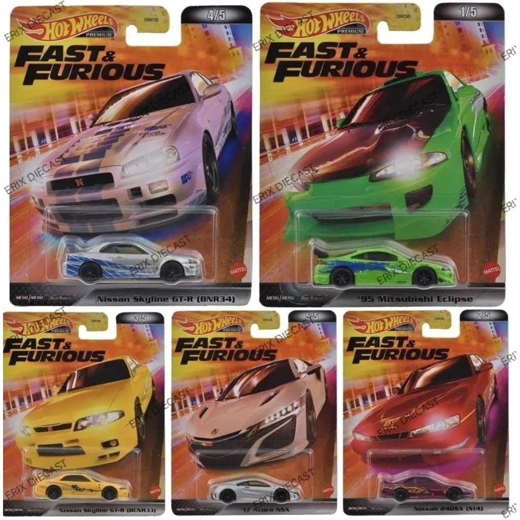 Hotwheels premium set fast and furious 2023 Nissan Skyline R34 Nissan Skyline R33