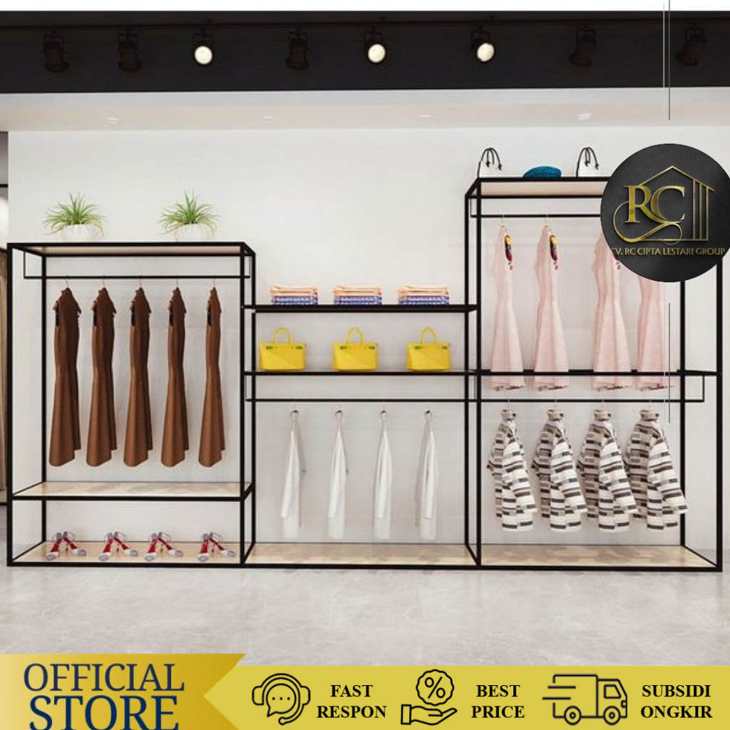 Rak Baju Display Rak Toko 1 Paket Isi 3 Rak