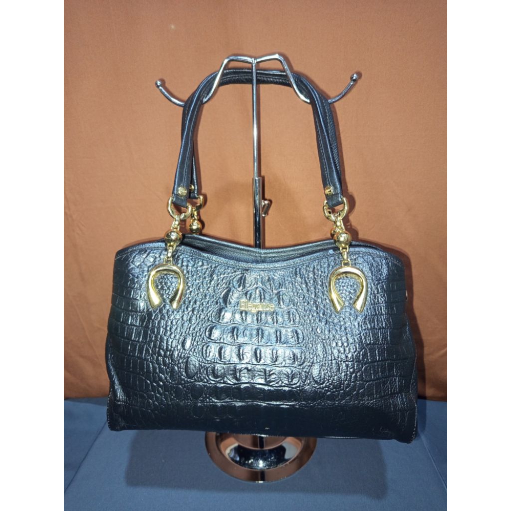 Shoulder Bag Elegance Paris Crocodile skin Vintage Unik Kulit Asli second ori