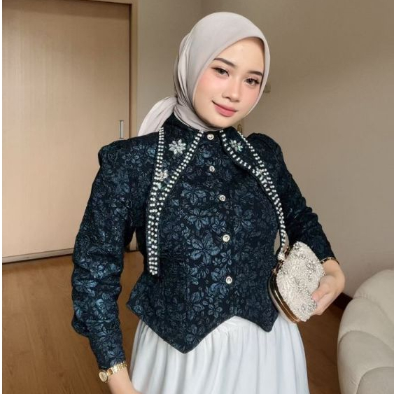 NOELLE EMBOS TALI ( LD 90CM ) KANCING ATASAN PREMIUM BLOUSE WANITA BLOUSE EMBOS 134