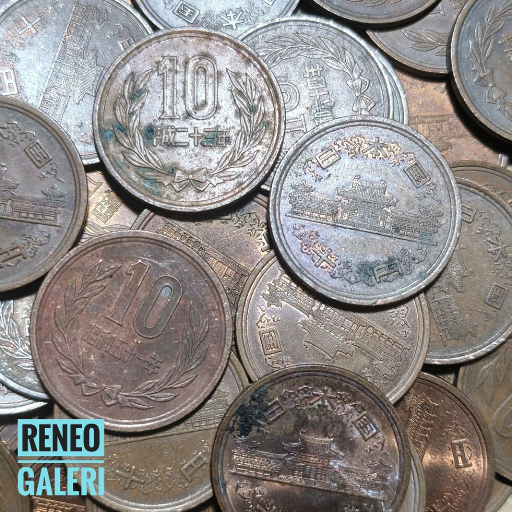Jelek Koin Asing 10 Yen Jepang Area Showa tahun cetak random uang kuno logam luar Negeri asli