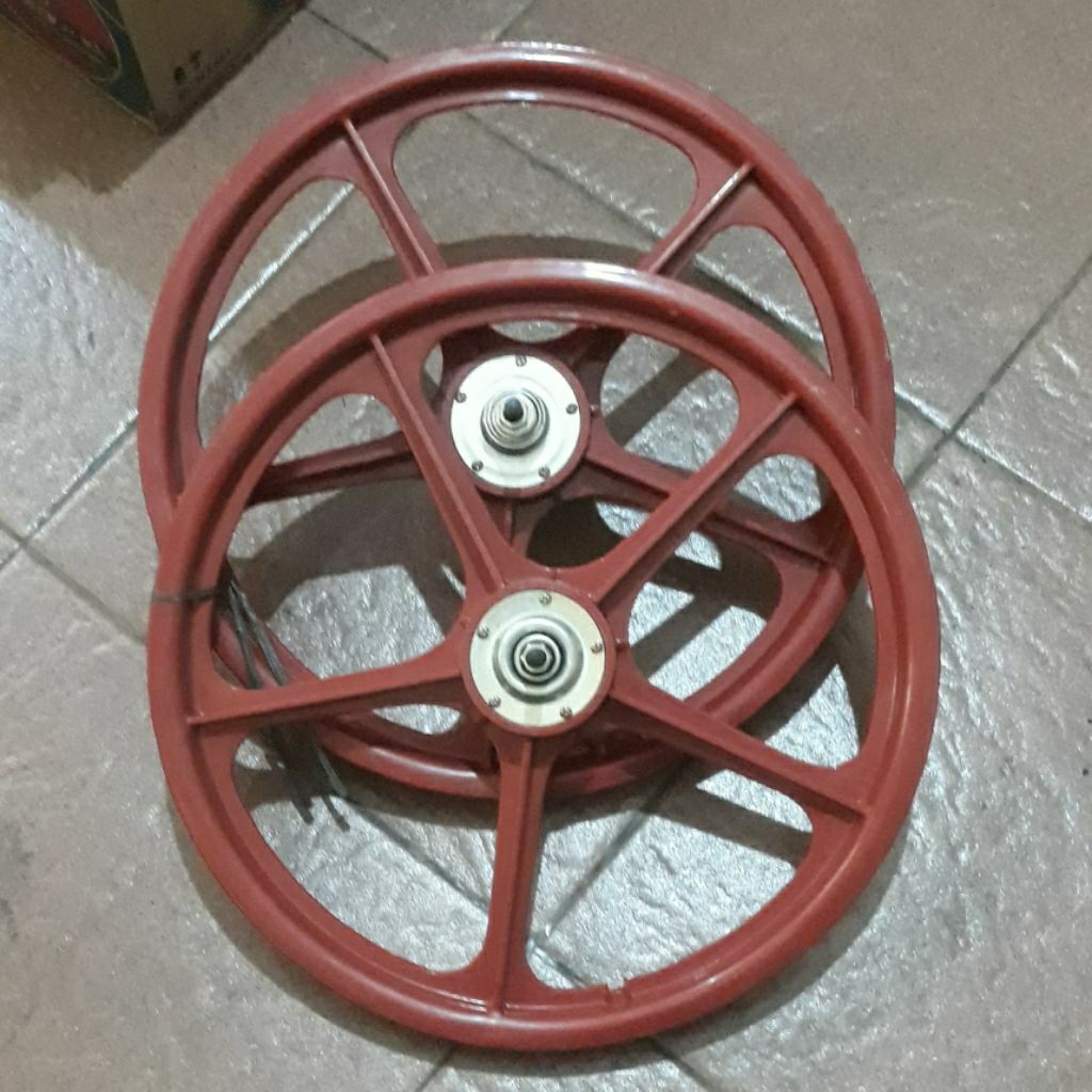Sepasang depan belakang Velg plastik 20" CW racing bintang pelek untuk sepeda anak