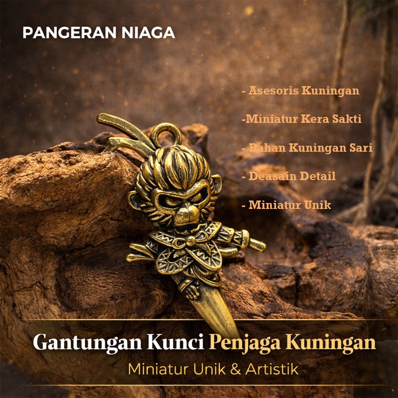 Gantungan Kunci Miniatur Kera Sakti Bahan Kuningan Asesoris Artistik Unik