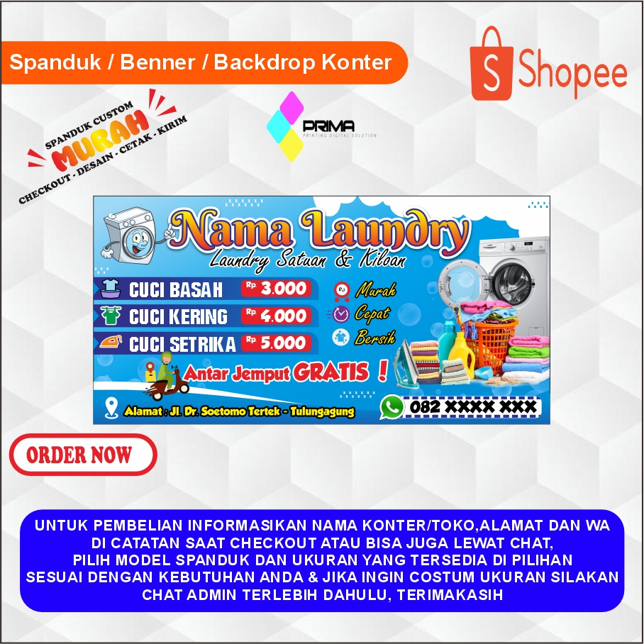SPANDUK BANNER LAUNDRY / SPANDUK LAUNDRY / DEKORASI TOKO LAUNDRY