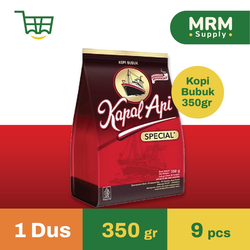 Kopi Bubuk Kapal Api Special Merah 1 DUS (9 Bungkus) 350gr / 350 gr - Nikmati Kelezatan Kopi Hitam, 
