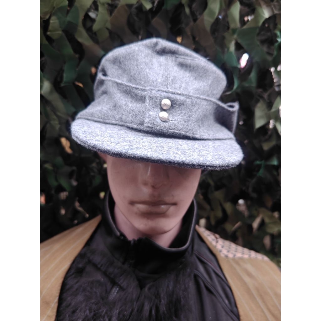 Topi Field Cap M43 Wool Abu-Abu (Grey) Heer Jerman WW2 Repro Lokal