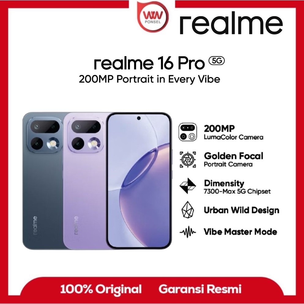 HP Realme 16 Pro Ram 12GB Internal 256GB Garansi Resmi