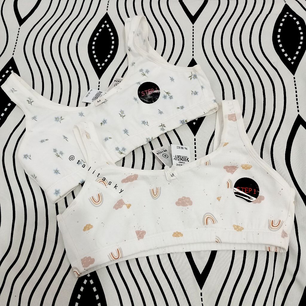NEW (bkn preloved) Nevada Miniset/Bra Step 1 Training Print Bunga/Awan Pelangi