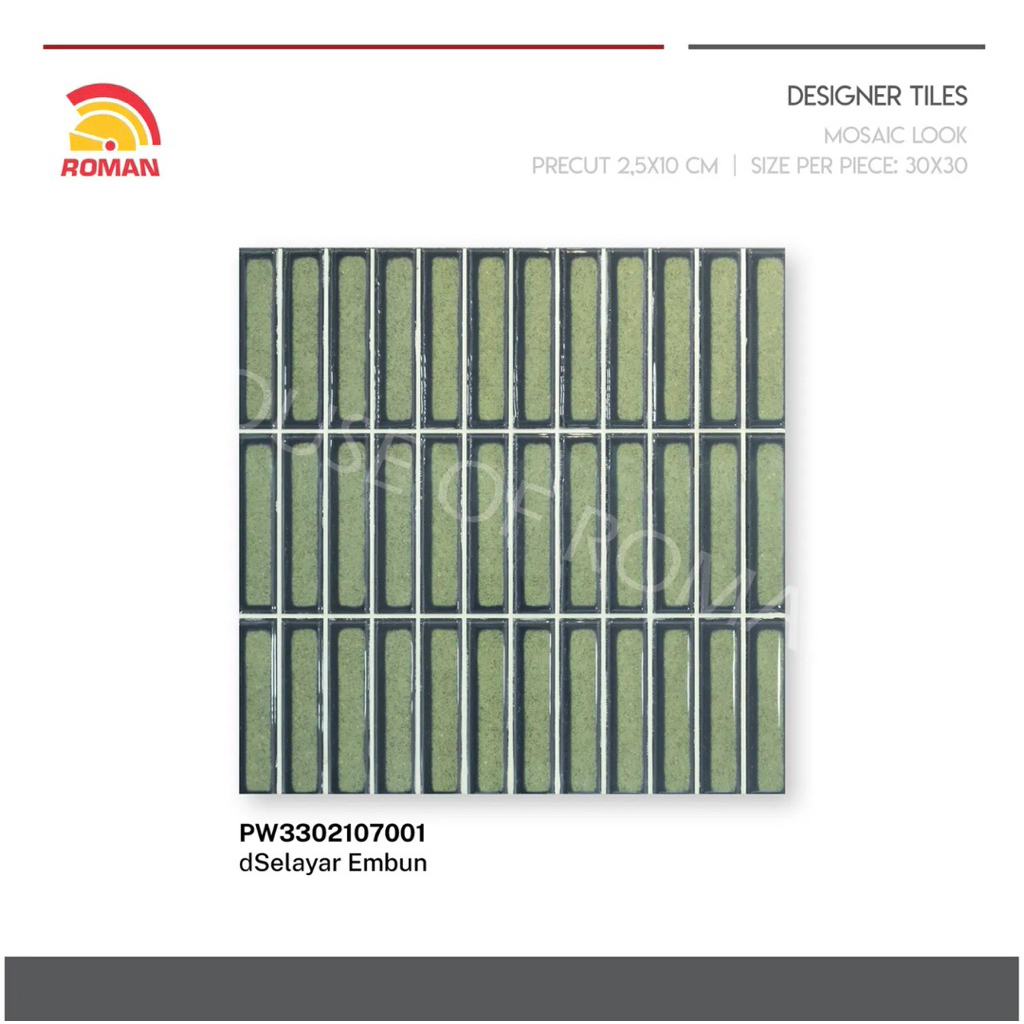 Roman PW3302107001 dSelayar Embun/Keramik Kitket Hijau 30x30/Keramik KitKat/Keramik Dinding Wastafel