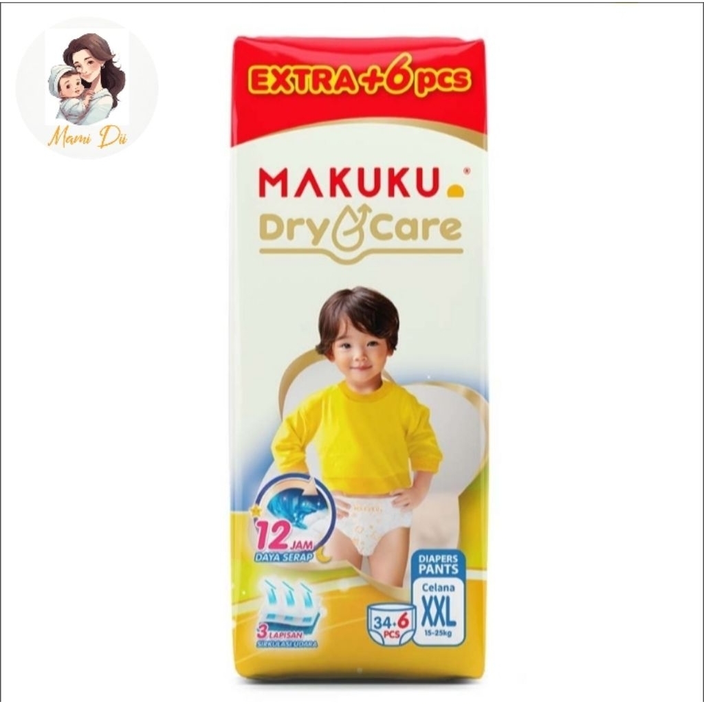 Makuku Dry Care Popok Celana XXL 34+6 Pcs