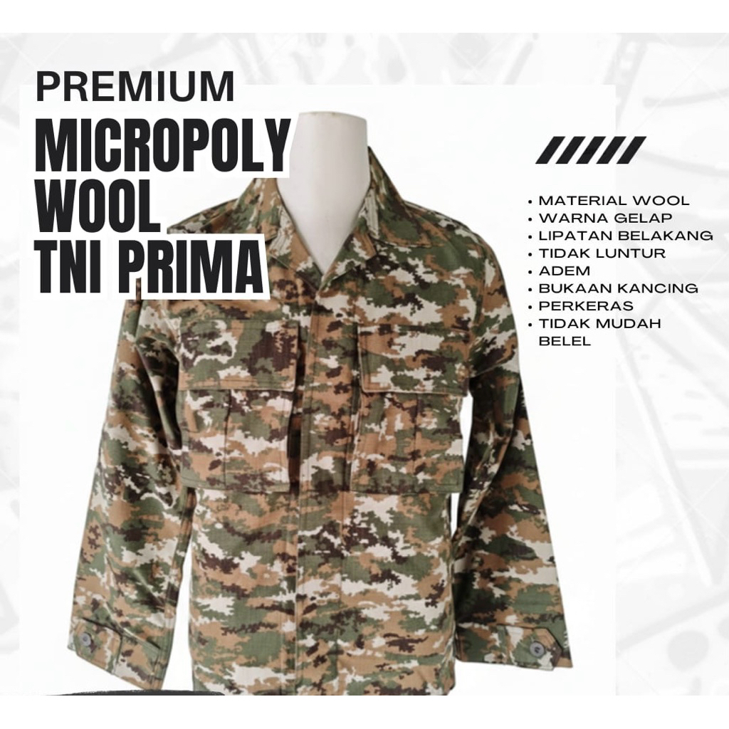 SERAGAM PDL TNI PRIMA PREMIUM MICROPOLY WOOL