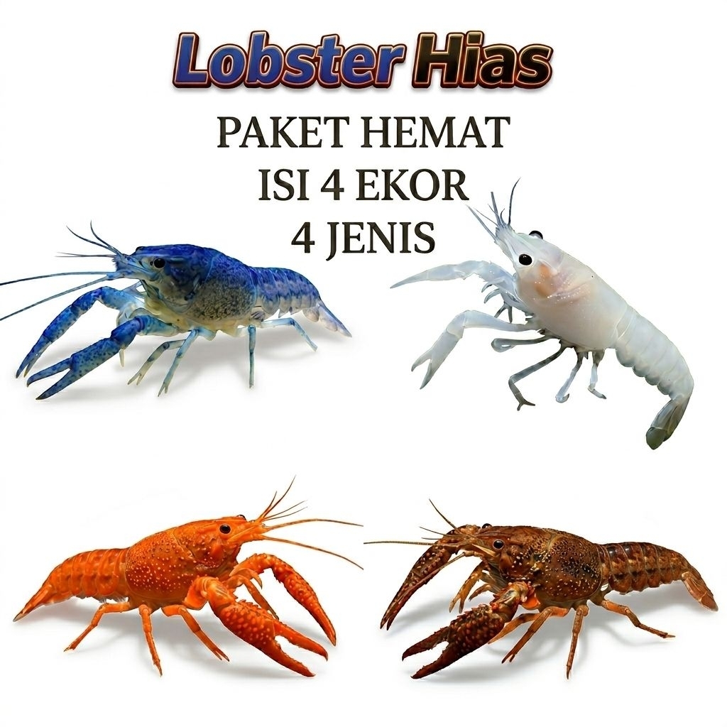 Lobster hias aquarium lobster air tawar lobster  Clarki Paket 4 ekor 4 jenis  hiasan aquarium aquasc