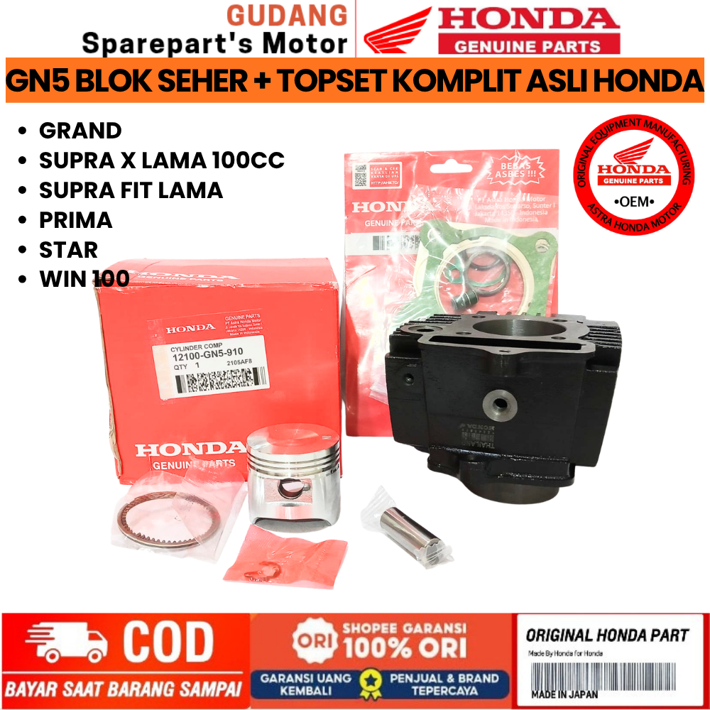 BLOK SEHER TOPSET KOMPLIT GN5 ASLI HONDA SUPRA X LAMA,SUPRA LAMA,GRAND,PRIMA
