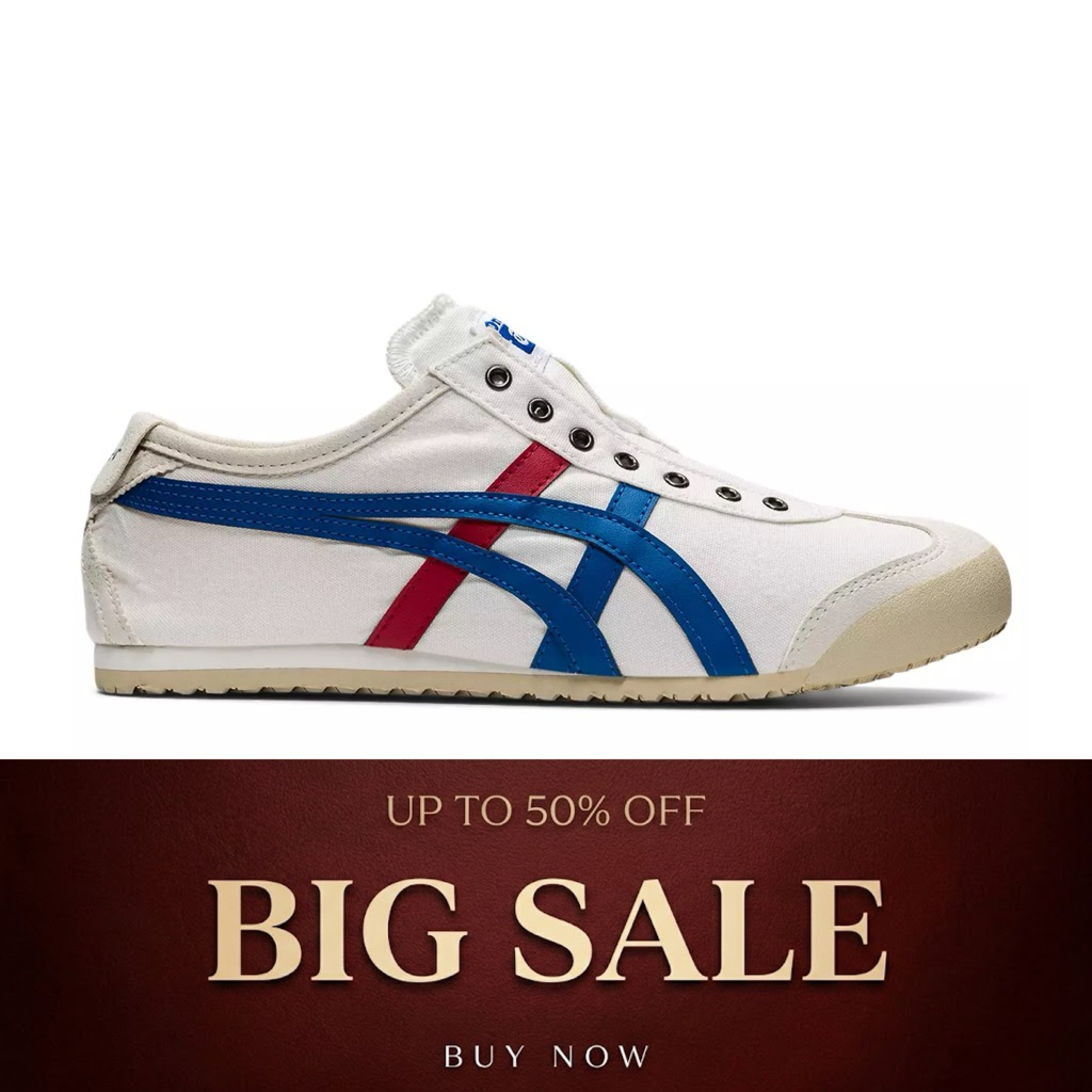 Onitsuka Tiger Mexico66 Slip On White Blue Red Unisex