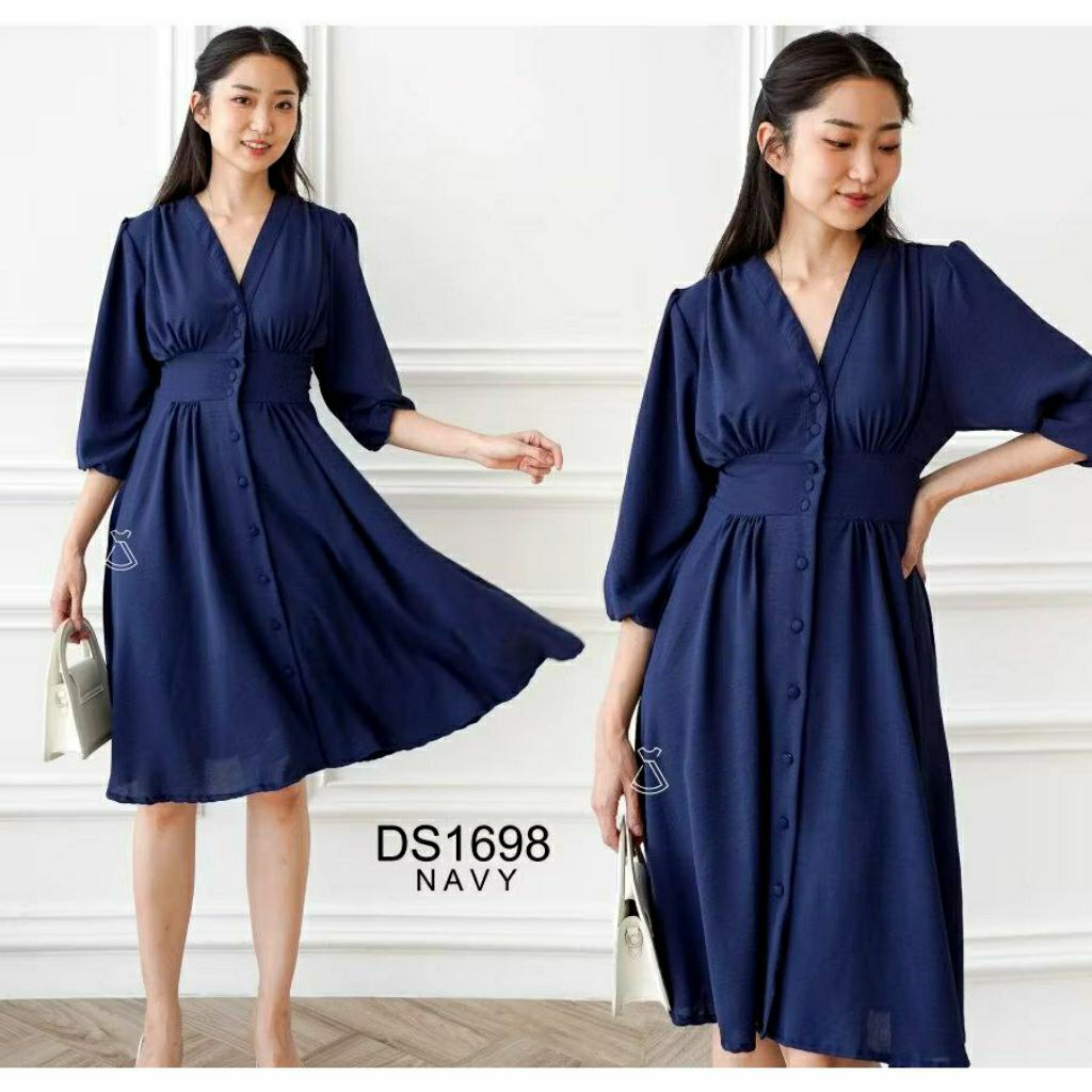 DRESS CRINKLE MIDI CASUAL KOREAN LOOK BUSUI FRIENDLY/DRESS MIDI SEOLA/DRESS MIDI TERBARU/DRESS MIDI 