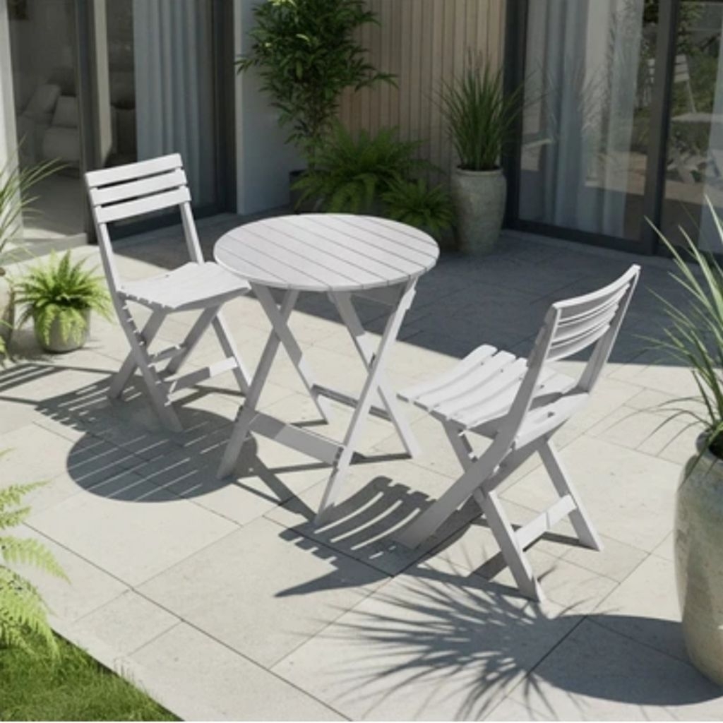 Soleil Set Kursi & Meja Teras Lipat Abu-Abu