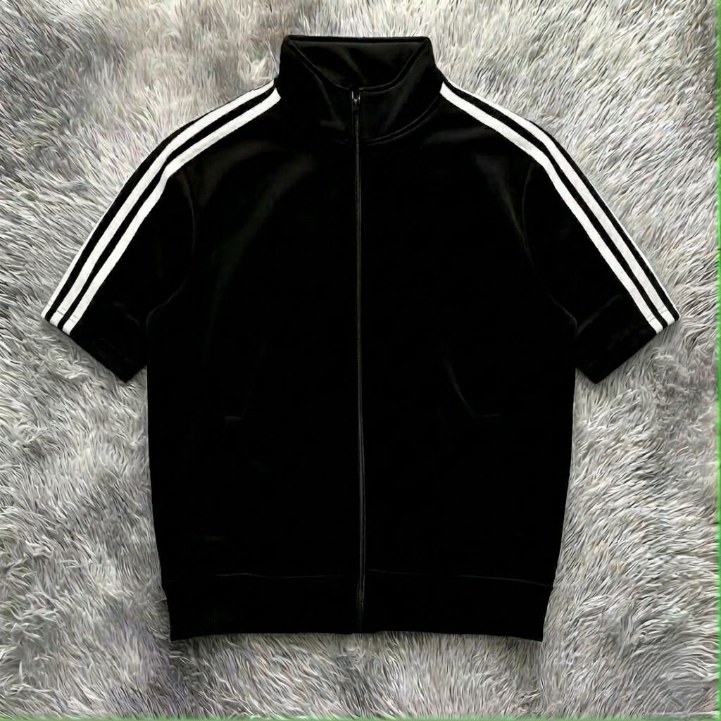 Jaketin Aja - Zip Up Hoodie ( JAKET AJA TANPA CELANA ) BASIC STRIPED Lengan Pendek Big Size ( S - XX