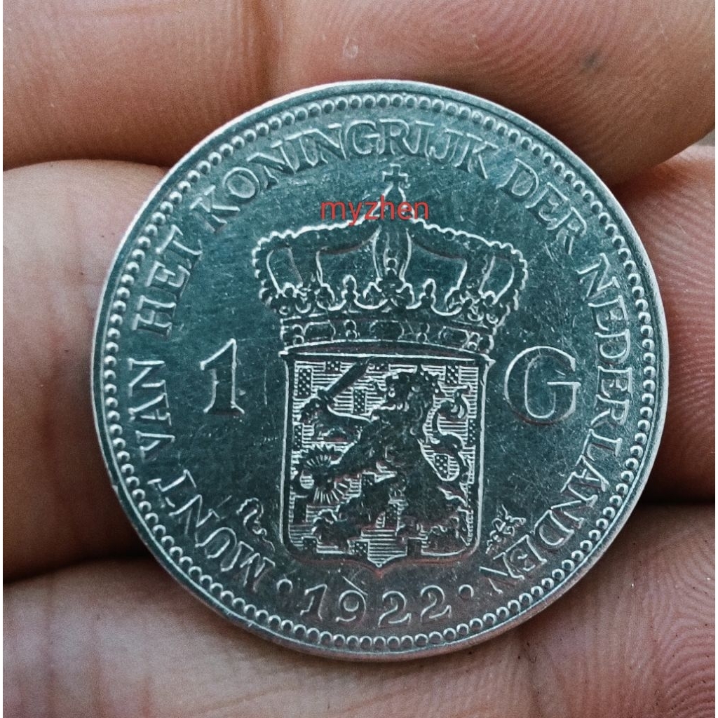 (AE)koin perak wilhelmina 1G 1922 asli