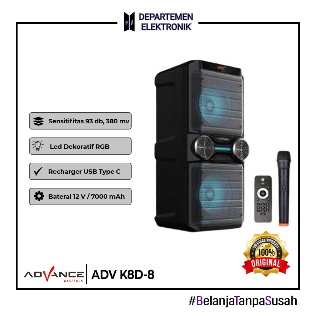SPEAKER ADVANCE K8D-B SPEAKER PORTABLE 8"