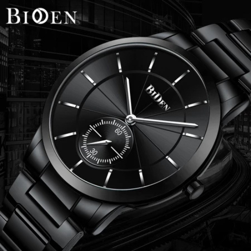 BIDEN 0178 Jam Tangan Pria Bisnis Santai Mode Anti Air Kuarsa Tali Stainless Steel Jam Tangan Cowok 