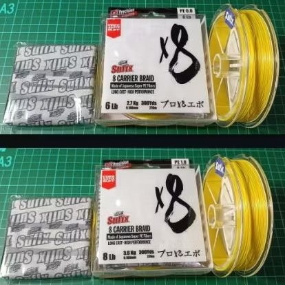 Benang Pe Sufix X8 300yds yellow + free buff